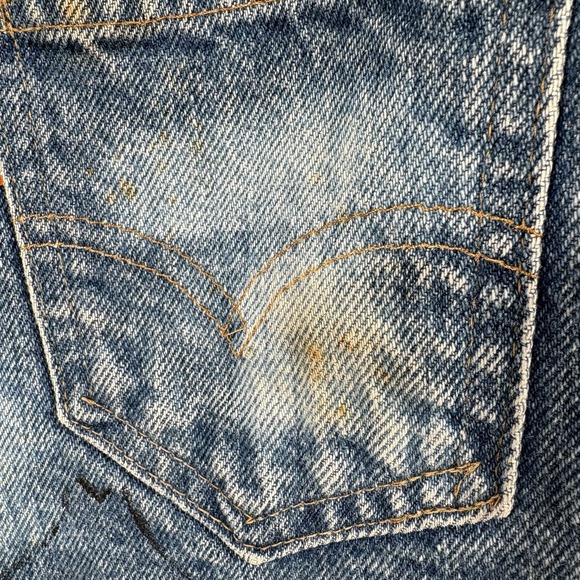 Vintage Levi's Denim Sherpa Lined Snap Button Vest Orange Tab Size L Distressed - Picture 2 of 12